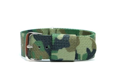 CINTURINO OROLOGIO NYLON TELA MIMETICO CAMOUFLAGE VERDE MILITARE 18-20-22mm