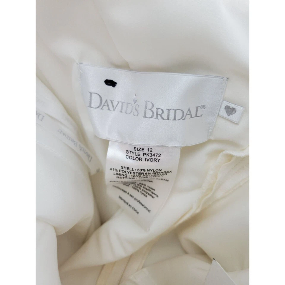 NWT David's Bridal Taffeta Scoop Neck Tiered Wedding Dress Size 12 - Image 4 of 4