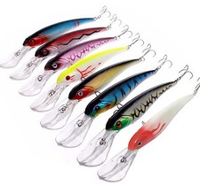 8PCS Minnow Fishing Lures Deep Swim Saltwater Hard Bait Plastic Crankbaits Dive