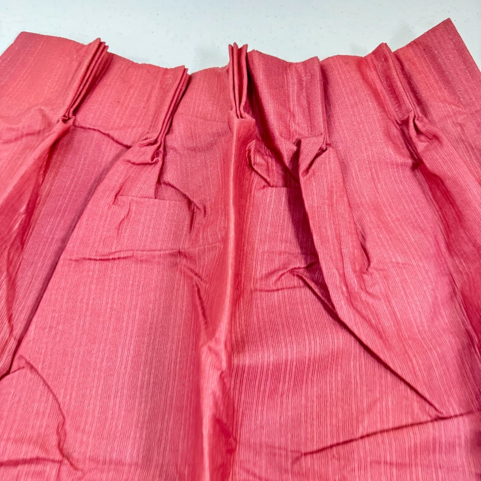 vintage pinch pleat drapes curtain panel red  mcm - Image 3 of 4
