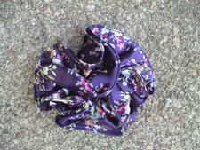 DARK NAVY BLUE SILKY FLORAL SRUNCHIE - CUTE UNIQUE COMBINE SHIPPING