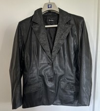 Joie De Vivre Vintage Black Faux Leather Jacket Size 14