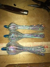 High Percentage  Salmon Trolling Flies Flash Bulb Series Pack Of 3- 4” Rigged.