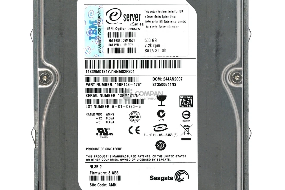 39M4561 IBM HDD 500GB 7.2K SATA 3G 3.5 LFF HOT-SWAP FOR DS3000 EXP3000 - Image 4 of 4