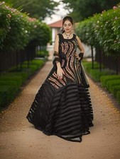 Gown with heavy Rose Gold Gold Sequin Work