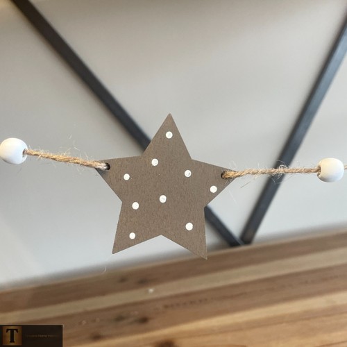 Wooden Christmas Garland Reindeer & Star Decoration Festive Mantle Ornament - Picture 4 of 4