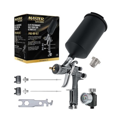 Master Elite Performance PRO-88 Series HVLP Spray Gun Ultimate Kit with 3 Flu...