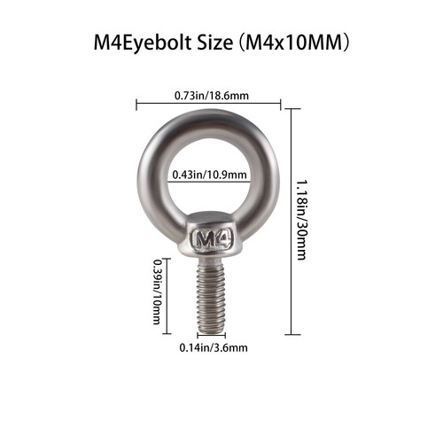 8/12pcs Eye Bolts With Nuts Stainless Steel M4 M6 Tie Down Kit Thread lifting - Picture 12 of 14