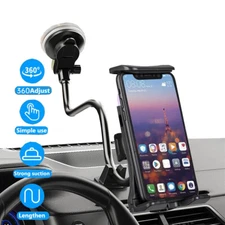 360° Car Windshield Mount Holder Suction Cup Long Gooseneck Cell Phone GPS Stand