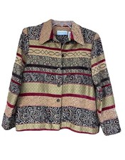 Alfred Dunner Jacket Tapestry Paisley Gold Red Collar Pockets Size 6P
