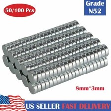 8mm x 3mm Super Strong N52 Rare Earth Neodymium Magnet Disc for Fridge