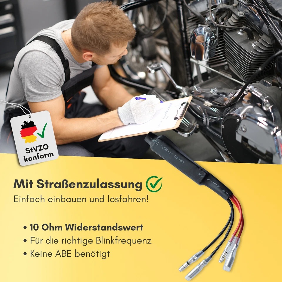 Binego® 4x Motorrad Lastwiderstand LED 10 Ohm 10 W 12 V Widerstand Kabel Blinker - Bild 2 von 4