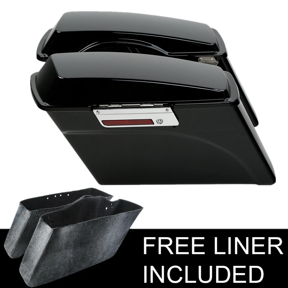 Vivid Black Hard Saddlebags &Lid Latch Key Fit For Harley Softail Dyna Sportster - Image 2 of 4