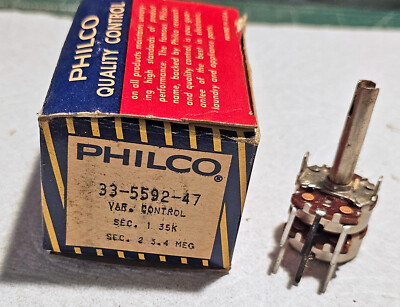 Philco Potentiometer 33-5592-47, Var. Control, Sec. 1: 35K, Sec. 2: 3.4M