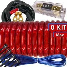 5000W SX 0 Gauge Amp Kit Amplifier Install Wiring HOT 0 Ga Car Wires Red