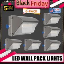 6 Pack 125W LED Wall Pack Light with Dusk-to-Dawn, Commercial Security Lighting