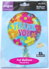 Anagram 18" Foil Helium Balloon Round Thank You with Flowers