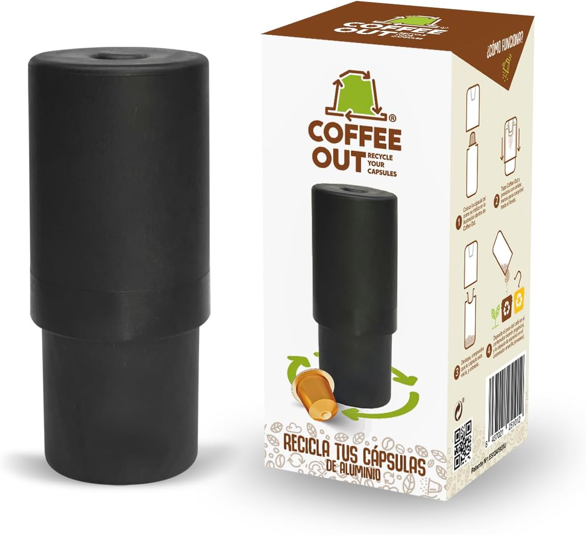 Coffee Out - Riciclatore Capsule Nespresso In Alluminio | Bianco Con Punti Neri - Foto 5