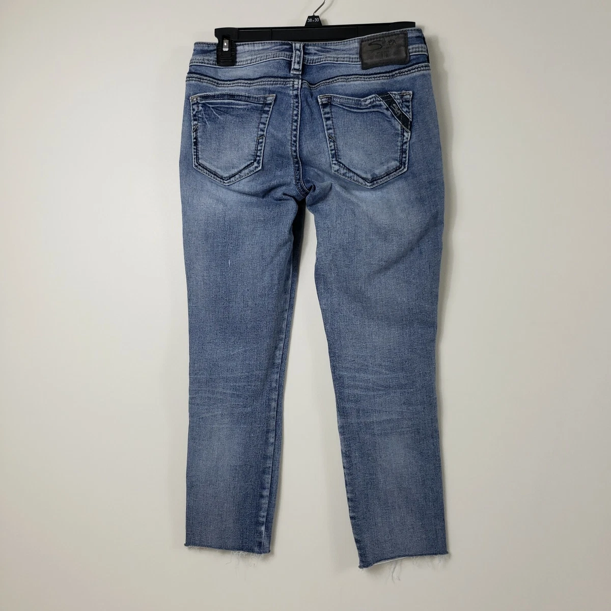 Silver Jeans Aiko Denimotion Super Skinny Jeans Womens 25x31 Low Rise Raw Hem