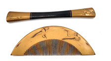Meiji Period Japanese Gold Lacquer Comb Hair Pin Makie Floral Hair accessories
