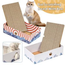 Cat Box Scratcher Scratching Board Pad Heavy Duty Corrugated Cardboard Kitten UK