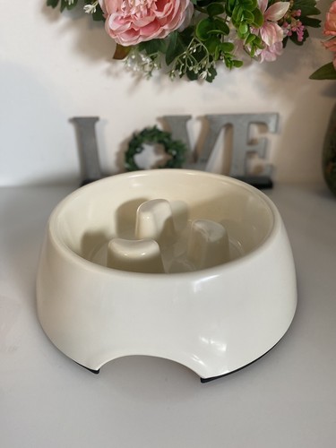 Frisco Cream Melamine Slow Feed Dog & Cat Bowl Size Large 1.5 Cups 7" Non Skid - Picture 11 of 21