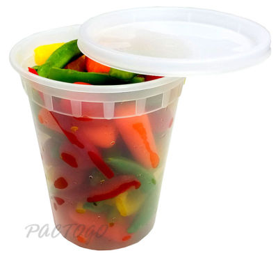 32 oz. Microwaveable Round Plastic Soup/Food Freezer Containers w/Lids 96 Pack 