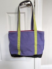 Vintage LL Bean Boat And Tote Multi Color Canvas Bag Purple Green USA Made Rare