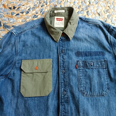 LEVI'S JEANSHEMD - Gr. XL wunderschöner ''Distressed'' Style - Top Zustand RAR