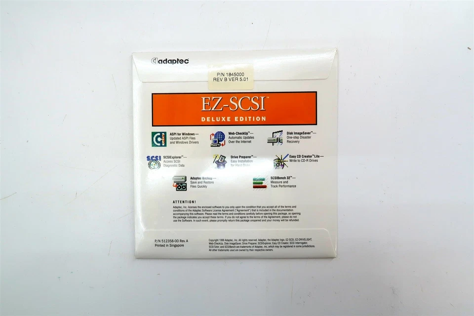 SEALED ADAPTEC EZ-SCSI DELUXE EDITION Ver 5.01 Software for Windows on CD 1999 - Image 3 of 3