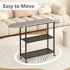 Ironing Board with 2 Tier Storage Basket, Movable Ironing Board Full Size for...