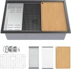 30"L x 19"W Kitchen Sink with Drying Rack and Cutting Board for Small Apartment
