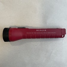 Vintage Handheld Wenger Maker Of The Swiss Army Knife Flashlight Red Black Works