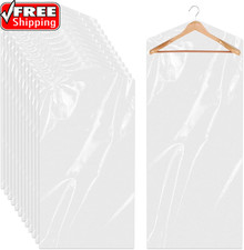12 Pack Plastic Dry Cleaner Bags 60X150 Cm Hanging Clothing Covers Clear Garment