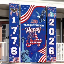 4Th of July America 250 Decorations Outdoor Banner 3 Pcs USA 250Th Anniversary B