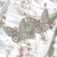 Butterfly Earrings, Pink CZ Sterling Silver Studs, Nature Inspired Jewelry Gift