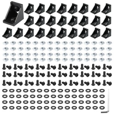 30 Set Black 2020 Aluminum Connector Kit