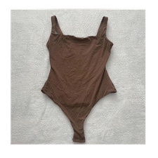 SKIMS Women s Brown Solid One Piece Bodysuit, Size S Regular, Wireless