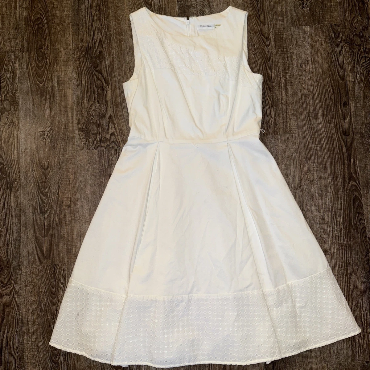 chinese dress ladies Calvin Klein Petite Lace-Trim Sheath Dress Cream 4 P