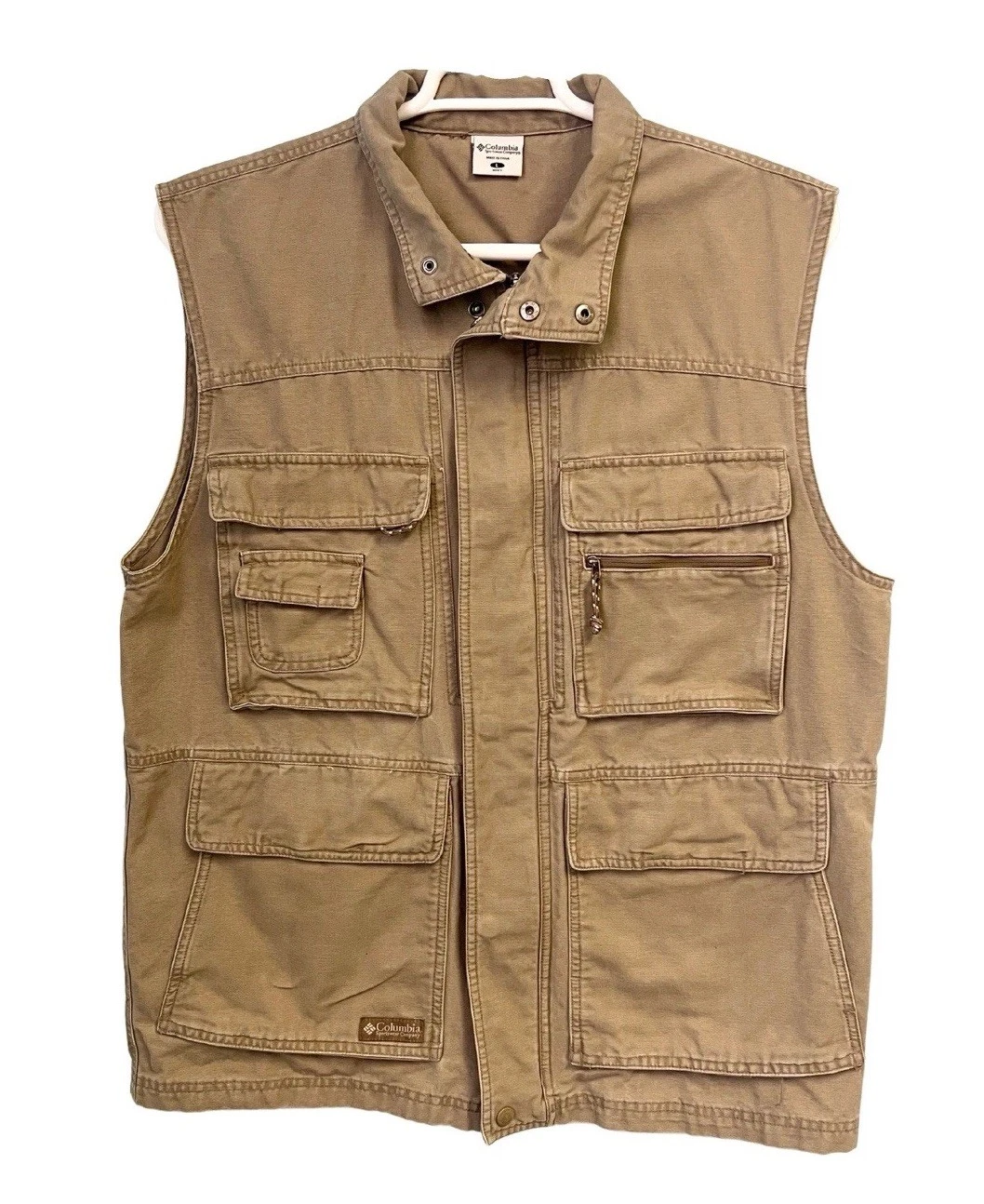 Vintage 90s Columbia Sportswear Utility Vest Men’s Large Outdoor Khaki Fishing