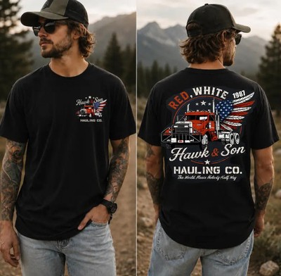 Over The Top Trucker 4th Of July T-Shirt, Hawk And Son Shirt, Vintage Arm Wrestl