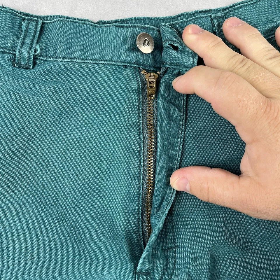 Pantalones Cortos de Senderismo PATAGONIA Originales De Colección Raros Hombres Lona Verde Azulado 4" Entrepierna Foto 3 de 4