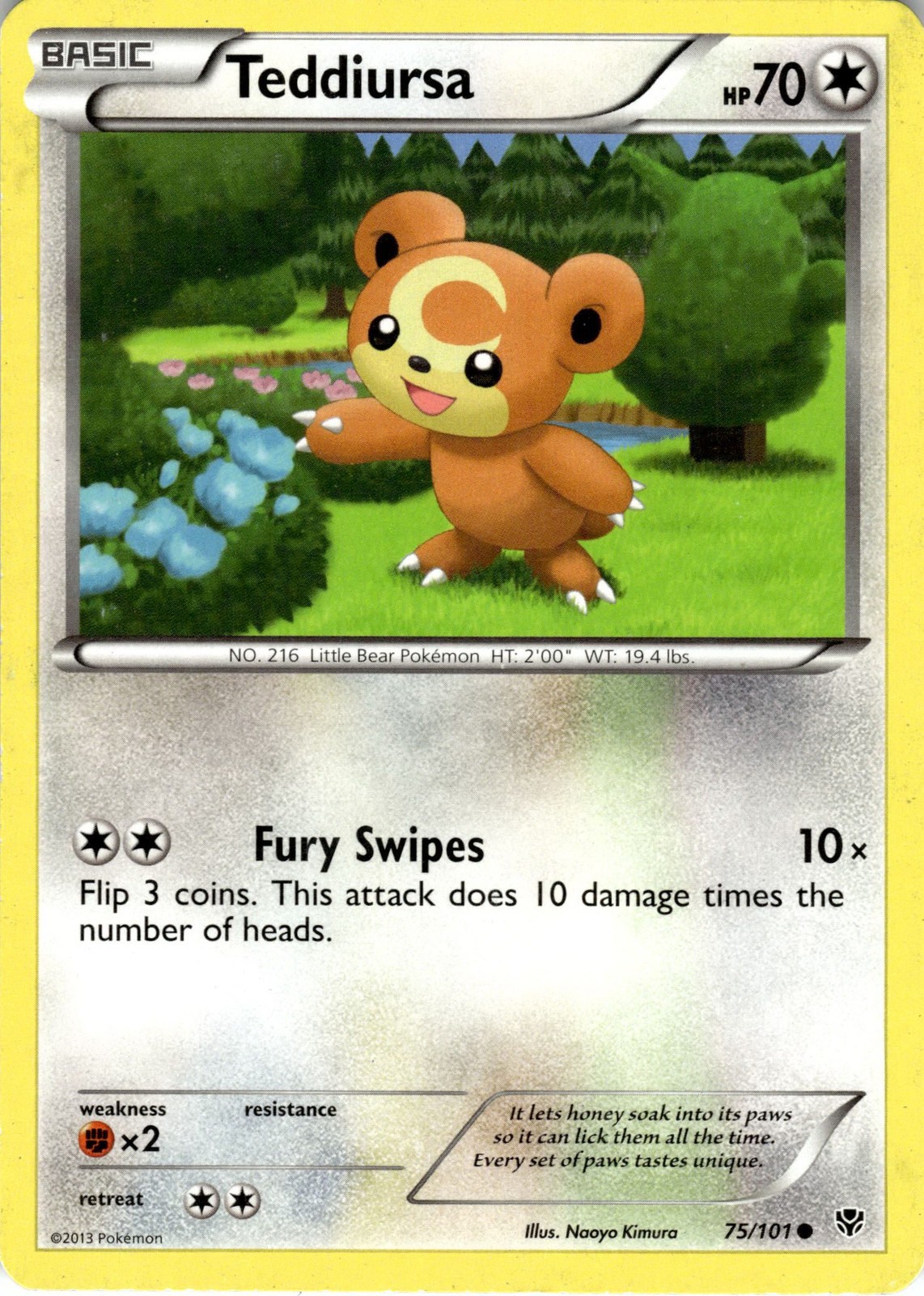 Pokemon Teddiursa Plasma Blast 75/101 Damaged