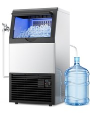 Commercial Ice Maker 250lbs/24H with 33lbs Ice Storage 2 Water Inlet Under Count
