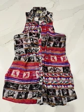 Show Me Your Mumu Sleeveless Tunic Top Womens Small Sheer Boho Aztec Western