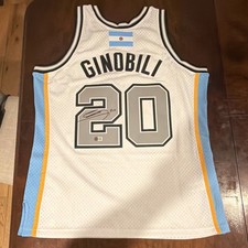 Manu Ginobili Mitchell & Ness  Spurs #20 Autographed Jersey BAS 