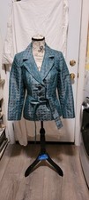 Classiques Entier Blazer Jacket Bluish Green Black Leopard Print Size XS
