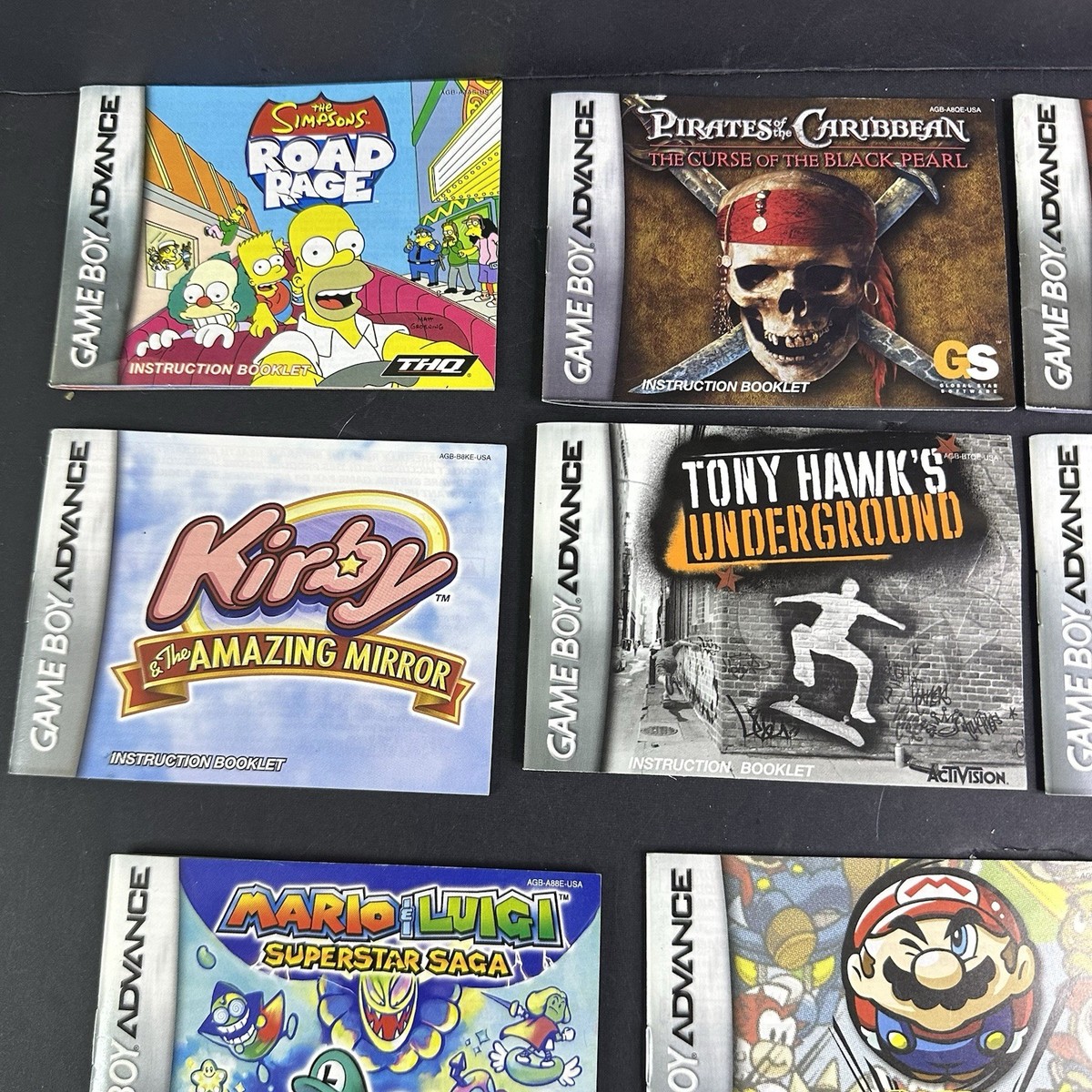 Gameboy Advance GBA Micro Manual Lot Of 11 Mario Kirby Simpsons