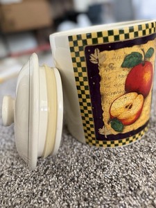 Certified International Jan Pashley Apple Canister Ceramic Kitchen Jar with Lid