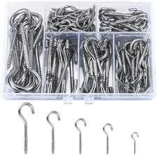 115 Pcs Ceiling Screw Hooks Silver Metal Cup Hooks for Plants Cups Keys